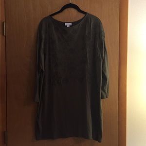 J Jill Embroidered Green Tunic XL